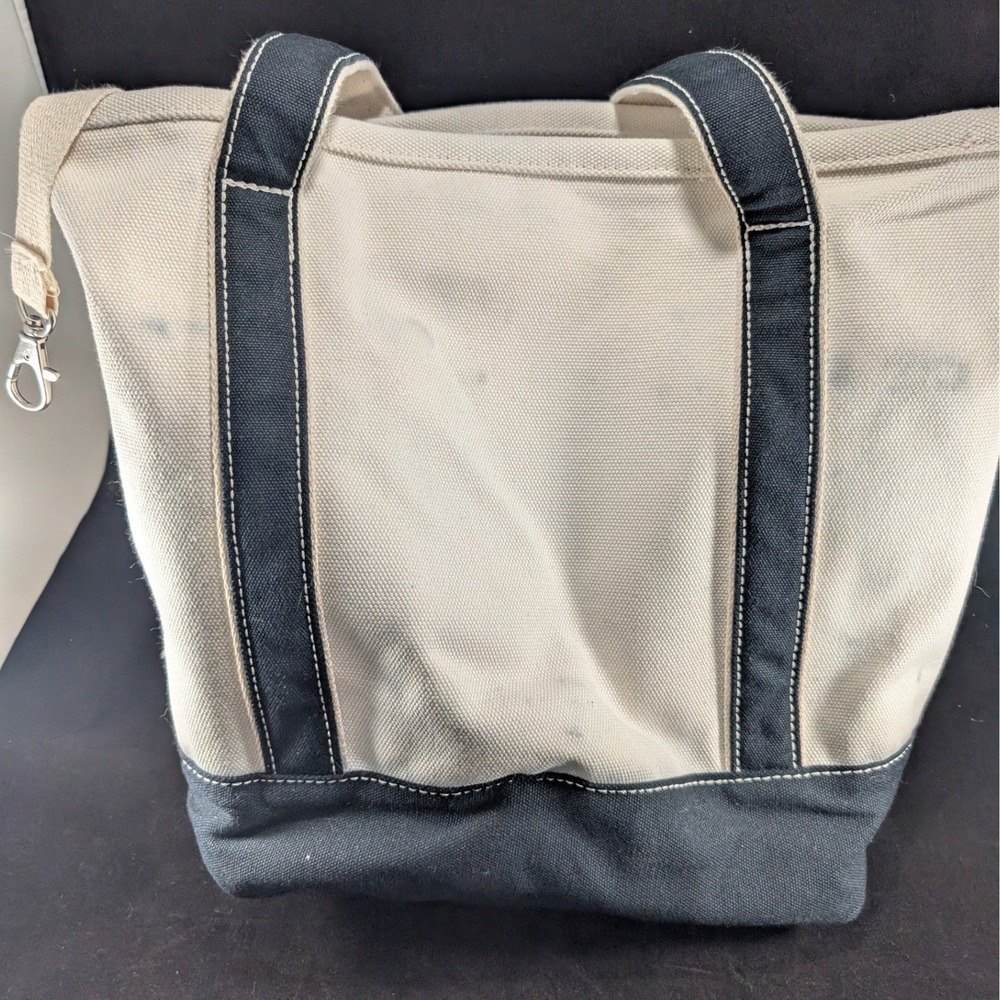 Lands End Canvas Tote Bag Black and Natural White / cream Personalized Dana - Picture 5 of 12